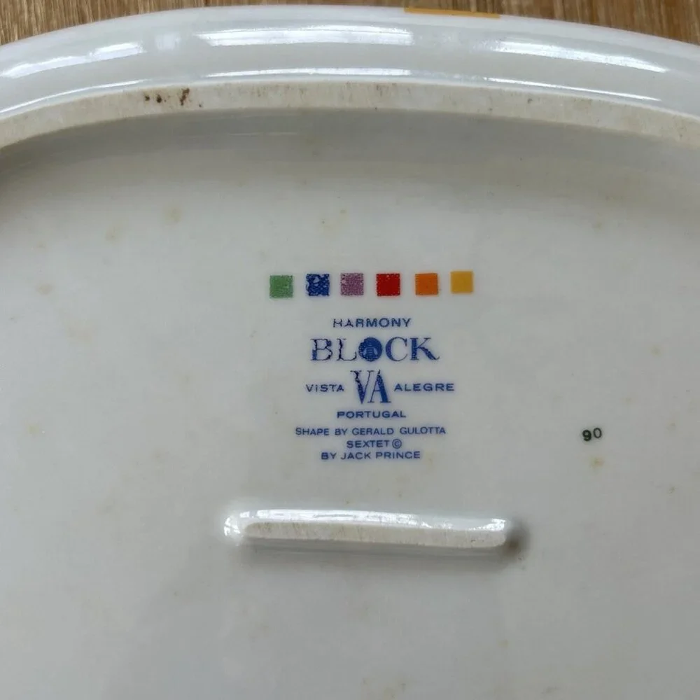 Harmony Block Sextet Rainbow Oval Baking Dish Vista Alegre Gerald Gulotta 12”